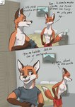 anthro breasts brown_eyes canid canine clothing dialogue duo female fox green_eyes hi_res husband_and_wife inside looking_at_another looking_at_partner male male/female mammal married_couple nipples red_clothing spanish_text text translated wolfyalex96