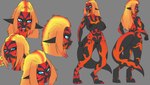 abs anthro areola athletic athletic_female big_breasts big_butt big_tail black_body black_skin blonde_hair blue_eyes breasts breath_powers butt dark_areola dark_nipples elemental_manipulation eye_roll facial_expressions facial_markings female female_humanoid fiery_hair fire fire_breathing fire_manipulation front_view gajinka genitals gradient_hair gradient_markings gradient_skin hair head_markings huge_breasts humanoid_genitalia humanoid_pussy large_female long_ears long_hair markings monster_girl_(genre) nipples nude nude_female open_mouth orange_hair pussy rear_view red_hair red_markings red_stripes sharp_teeth simple_background solo stripes tail tail_markings tall_female teeth thick_thighs tomboy white_sclera wide_hips kayserend fossil_fighters nintendo pokemon animal_humanoid dinosaur dinosaur_girl dinosaur_humanoid humanoid prehistoric_species reptile reptile_humanoid scalie scalie_humanoid t-rex_(fossil_fighters) theropod tyrannosaurid tyrannosauroid tyrannosaurus tyrannosaurus_rex absurd_res alternate_version_at_source digital_drawing_(artwork) digital_media_(artwork) hi_res model_sheet