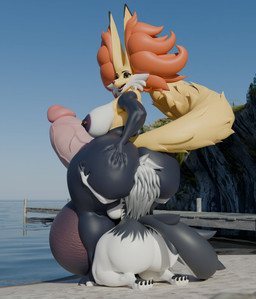 anal anthro areola balls barbell_piercing beach big_balls big_breasts big_butt big_penis breasts butt day duo erection eyelashes face_in_ass female genitals glistening glistening_arms glistening_balls glistening_butt glistening_eyelids glistening_genitalia glistening_legs gynomorph gynomorph/female huge_balls huge_breasts huge_butt huge_penis hyper hyper_balls hyper_genitalia hyper_penis inner_ear_fluff intersex intersex/female kneeling long_eyelashes looking_back nipple_dip nipple_piercing nipples nude open_mouth oral outside penis piercing rimming rimming_gynomorph sand sex standing tail tuft water raguda hellaverse helluva_boss mythology nintendo pokemon loona_(helluva_boss) canid canid_demon canine delphox demon generation_6_pokemon hellhound mammal mythological_canine mythological_creature pokemon_(species) 3d_(artwork) absurd_res digital_media_(artwork) hi_res