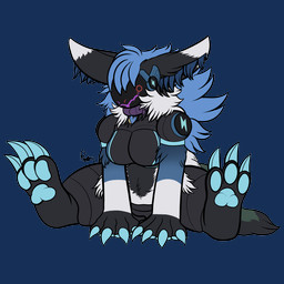 anthro arm_tuft big_claws big_ears black_body black_fur blue_body blue_claws blue_fur blue_hair blue_pawpads chibi claws collar ear_piercing elbow_tuft feet female fluffy fur hair hindpaw inner_ear_fluff machine multicolored_body multicolored_fur neck_tuft pawpads paws piercing purple_collar screen screen_face silly simple_background sitting sitting_on_ground solo transparent_background tuft white_body white_fur ryshokka_syre ryshokka_syre_(character) protogen 1:1 alpha_channel digital_drawing_(artwork) digital_media_(artwork) flat_colors signature