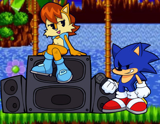 anthro black_eyes black_nose blue_body blue_hair brown_body brown_fur canon_couple clothing duo electronics eyelashes female footwear fur hair half-closed_eyes male microphone narrowed_eyes red_hair screencap screencap_background shoes sitting smile standing style_emulation tan_body tan_fur smaximations archie_comics friday_night_funkin' sega sonic_the_hedgehog_(archie) sonic_the_hedgehog_(comics) sonic_the_hedgehog_(series) sally_acorn sonic_the_hedgehog chipmunk eulipotyphlan ground_squirrel hedgehog mammal rodent sciurid 2021 alternate_version_at_source