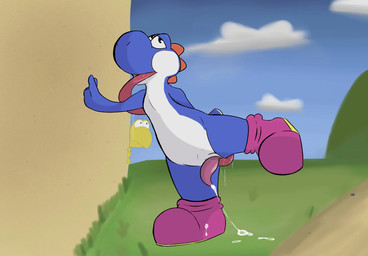 animal_genitalia anthro bodily_fluids cum drooling genital_fluids genital_slit genitals grass male masturbation oral penetration penis plant saliva slit_licking slit_penetration slit_play solo sleepyscion mario_bros nintendo blue_yoshi dinosaur koopa koopa_troopa prehistoric_species reptile scalie turtle yoshi hi_res