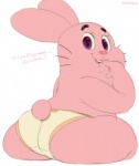 big_butt briefs butt chubby clothed clothing lagomorph looking_at_viewer looking_back male mammal rabbit richard_watterson skimpy solo sunibee text tight_clothing topless underwear
Rating: Questionable
Score: 1
User: beartraps
Date: April 02, 2014