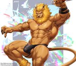 abs anthro armpit_hair balls body_hair bulge claws clothing genitals jockstrap male mane muscular muscular_anthro muscular_male nipples pecs solo underwear amon-sydonai bandai_namco digimon digimon_(species) felid leomon lion mammal pantherine hi_res