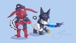 bancho clothing detective digioc's duo mendobear bandai_namco digimon fan_character appmon_(species) digimon_(species) elecmon gatchmon 16:9 absurd_res colored hi_res shaded widescreen