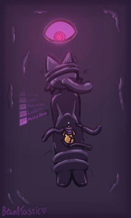 abdominal_bulge animal_genitalia anthro arms_tied balls big_eye bound forced game_over gameplay_mechanics genitals glistening glistening_body latex legs_tied liquid_latex male mind_break mindfuck oral oral_penetration paralysis penetration penile penis penis_milking rape sex sheath small_penis solo temporary_paralysis tentacle_in_mouth tentacle_penetration tentacle_rape tentacle_sex tentacles bean0tastic twig_(bean0tastic) domestic_cat felid feline felis mammal absurd_res digital_drawing_(artwork) digital_media_(artwork) hi_res purple_theme