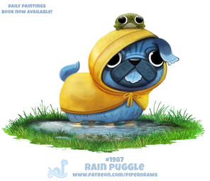 ambiguous_gender clothed clothed_feral clothing coat duo feral grass humor plant puddle pun raincoat text topwear visual_pun water yellow_raincoat piper_thibodeau amphibian canid canine canis domestic_dog elemental_creature frog mammal molosser pug small_molosser toy_dog water_creature digital_media_(artwork) digital_painting_(artwork) english_text painting_(artwork) url