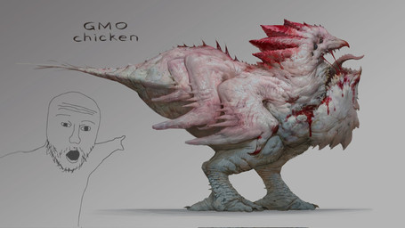ambiguous_gender biped black_claws claws digitigrade duo feral grey_background multi_eye multi_wing open_mouth pink_tongue red_body side_view simple_background tail teeth text tongue white_body wings lemon4rt avian bird chicken galliform monster phasianid 16:9 digital_drawing_(artwork) digital_media_(artwork) english_text full-length_portrait hi_res portrait species_name widescreen