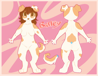 anthro border female orange_border solo doeslut69 barley canid canine canis domestic_dog mammal hi_res model_sheet