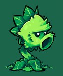 annoyed black_sclera fur green_body green_fur leaf leaf_hair male not_furry plant plant_hair pseudo_hair siphon_(anatomy) solo white_eyes leafysky22 electronic_arts plants_vs._zombies popcap_games elemental_creature flora_fauna peashooter_(pvz) primal_peashooter 2024 hi_res