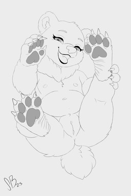 4_toes anthro barefoot belly butt claws feet female feral genitals loli looking_at_viewer looking_pleasured naughty_face nipples pawpads presenting presenting_hindquarters presenting_vulva slightly_chubby smile soles solo tail toes vulva wrinkles young young_anthro young_female smol_boye bear mammal 2:3 absurd_res hi_res
