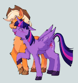 blush cuddling fetlocks fluffy freckles hooves horn neck_tuft simple_background tuft wings inksweater friendship_is_magic hasbro my_little_pony mythology applejack_(mlp) twilight_sparkle_(mlp) earth_pony equid equine horse mammal mythological_creature mythological_equine pony winged_unicorn hi_res