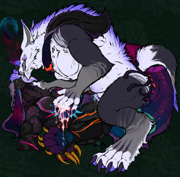 animal_genitalia animal_penis anus asphyxiation bent_legs big_clitoris bodily_fluids canine_genitalia canine_penis choking claws clitoris cum cum_drip cum_from_mouth cum_from_nose cum_from_penis cum_in_ass cum_in_mouth cum_in_nose cum_inside cum_on_face cum_on_feet cum_on_paw cum_on_pawpads cum_on_penis cum_on_self dripping egg egg_in_ass egg_insertion ejaculation eyeless feet fingering foot_fetish genital_fluids genitals hands-free hindpaw knot knotted_penis leg_markings leg_scar legs_up licking long_claws lying markings on_back oral oral_orgasm oral_penetration orgasm oviposition pawpads paws penetration penile penile_penetration penile_spines penis raised_tail scar scars_all_over scars_on_chest smog smoking smoking_during_sex spiked_penis spikes spikes_(anatomy) spread_legs spreading striped_markings striped_tail stripes tail tail_anus tail_genitals tail_markings tail_tuft tail_vulva tendril_pussy tendrils thigh_scar tongue tongue_out tuft unusual_anatomy unusual_genitalia_placement unusual_tail unusual_vulva_placement urethral urethral_fingering urethral_penetration vulva yonnixart mythology dex_(weredemo) deziyonix_(yonnixart) alien canid canine mammal monster mythological_canine mythological_creature shigarshil werecanid werecanine werecreature werewolf absurd_res hi_res nonbinary_(lore)