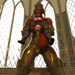 balls breasts duo female genitals gold_body imminent_sex male penis pose pussy size_difference smaller_female wide_eyed elitedog dark_souls disney fromsoftware robin_hood_(disney) dragonslayer_ornstein maid_marian canid canine fox mammal red_fox true_fox 1:1 3d_(artwork) digital_media_(artwork) hi_res