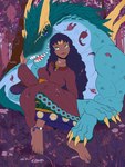 brown_body brown_skin feet female feral forest male plant size_difference tail tree mothrianna mythology draconic dragon human mammal mythological_creature mythological_scalie scalie 3:4 absurd_res hi_res