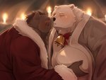 anthro blush brown_body brown_fur duo eyes_closed fur holidays humanoid_hands inside kemono kissing male male/male moobs kumao christmas sdorica crushfang_(sdorica_sunset) dagger_(sdorica_sunset) bear mammal polar_bear ursine 2020 4:3 hi_res