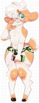 anthro blush clothing eyewear glasses green_eyes green_tongue hair looking_at_viewer male navel pink_blush proportionally_accurate_nintendo_switch round_glasses short_hair solo tongue underwear white_hair daddyfishstik nintendo nintendo_switch forrest_(chump) alien bovid caprine goat hybrid mammal hi_res nonbinary_(lore)