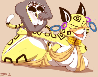 5_toes ambiguous_gender anthro arched_back barefoot bdsm big_breasts big_butt black_pawpads blush bodily_fluids body_blush bondage bound breast_squish breasts butt claws countershade_feet countershading duo ear_piercing ear_ring eyes_closed feet feet_together female foot_blush foot_fetish foot_focus fur hands_behind_back hogtied humanoid_feet laugh lying multicolored_body multicolored_fur nipple_outline on_front open_mouth open_smile pawpads piercing plantigrade restrained restraints ring_piercing rope rope_bondage simple_background smile soles solo_focus squish submissive submissive_female tears thick_thighs tickle_torture tickling tickling_feet toe_claws toe_restraints toes toes_tied white_body white_fur yellow_body yellow_fur conditional_dnp zp92 furryfight_chronicles anon nyarai_(furryfight_chronicles) ambiguous_species cheetah felid feline mammal hi_res