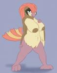 2016 4_fingers 4_toes anisodactyl anthro anthrofied areola avian avian_feet beak bedroom_eyes belly big_breasts biped bird black_body black_feathers breasts brown_areola brown_body brown_feathers brown_nipples claws curvy_figure digital_media_(artwork) digitigrade erect_nipples feathered_wings feathers feet female finger_claws fingers flat_colors front_view generation_1_pokemon genitals grey_eyes half-closed_eyes hand_on_breast hi_res holding_breast huge_breasts looking_at_viewer multicolored_body multicolored_feathers narrowed_eyes nintendo nipples non-mammal_breasts non-mammal_nipples nude pidgeotto pink_beak pink_claws pokemon pokemon_(species) pokemorph posexe purple_background pussy red_body red_feathers scutes seductive simple_background slightly_chubby solo spread_legs spreading standing talons tan_body tan_feathers thick_thighs toe_claws toes voluptuous white_body wide_hips winged_arms wings yellow_body yellow_feathers