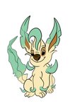 2018 absurd_res alien ambiguous_gender black_eyes brown_nose crossover digital_media_(artwork) disney dupe_(lilo_and_stitch) eeveelution experiment_(lilo_and_stitch) flat_colors generation_4_pokemon hi_res hybrid leafeon lilo_and_stitch nintendo pokemon pokemon_(species) simple_background smile solo tan_body tombola1993 white_background