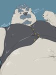 anthro belly big_belly black_nose clothed clothing facial_hair humanoid_hands kemono male mustache navel overweight overweight_male solo text magumataishi crave_saga aegis_(crave_saga) bear mammal polar_bear ursine 2023 3:4 japanese_text