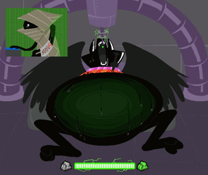 3_toes ambiguous_gender animated_gif anthro belly big_belly black_body black_fur bodily_fluids clothed clothing curling_toes duo fangs feet fur glowing glowing_belly huge_belly lying morbidly_obese morbidly_obese_ambiguous morbidly_obese_anthro mostly_nude no_pupils obese obese_ambiguous obese_anthro on_back open_mouth overweight overweight_ambiguous overweight_anthro pointy_ears prick_ears sharp_teeth solo_focus sound_effects sweat sweatdrop sweaty_belly sweaty_body teeth toes torn_clothing white_eyes wings kafrizzzle homestuck ms_paint_adventures bec_noir wayward_vagabond canid canine humanoid mammal 2025 animated short_playtime male_(lore)