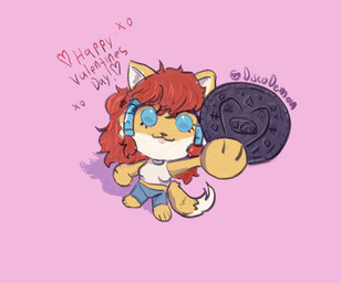 anthro blue_bottomwear blue_clothing blue_eyes blue_jeans blue_pants bottomwear braided_hair breasts brown_body brown_fur chibi closed_smile clothed clothing cookie countershade_face countershading denim denim_bottomwear denim_clothing dipstick_tail female female_anthro food fur hair heart_symbol holding_cookie holding_food holding_object holidays jeans long_hair looking_at_viewer markings mouth_closed pants pink_background red_hair shadow simple_background smile solo tail tail_markings text topwear white_clothing white_topwear discodemon oreo_cookie valentine's_day wolf_nanaki canid canine canis mammal red_wolf wolf digital_media_(artwork) english_text hi_res trans_(lore) trans_woman_(lore)