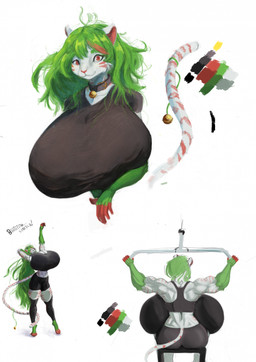 anthro athletic athletic_anthro athletic_female athletic_wear bell bell_collar big_breasts biped black_clothing black_shirt black_topwear bottomwear bra breasts clothing collar exercise female fur green_body green_fur green_hair gym_bottomwear gym_shorts hair huge_breasts hyper hyper_breasts legwear long_hair muscular muscular_anthro muscular_female red_body red_fur shirt shorts solo sports_bra thick_thighs thigh_highs topwear underwear white_body white_fur soothingbells coryn_amai domestic_cat felid feline felis mammal 2024 hi_res