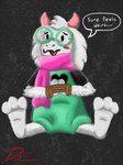 3_toes anthro barefoot bdsm bondage bound captured distress feet male paws restrained shoeless showing_feet soles solo text toes brawlkoopa deltarune undertale_(series) ralsei bovid caprine goat mammal english_text hi_res