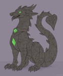 claws collar gem green_eyes grey_body long_tail open_mouth solo tail symrea jewish_mythology mythology dragon mythological_creature mythological_golem mythological_scalie scalie wingless_dragon hi_res