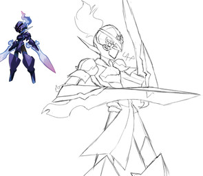 ambiguous_gender armor black_body black_skin blade_arm blue_fire colored_fire fire knight melee_weapon pose purple_armor purple_body purple_eyes purple_fire simple_background solo sword warrior weapon weapon_arm white_background lewdaesthetics nintendo pokemon ceruledge elemental_creature elemental_humanoid generation_9_pokemon ghost humanoid pokemon_(species) spirit greyscale hi_res monochrome portrait reference_image signature sketch three-quarter_portrait
