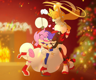 anthro assisted_dressing balled_up_diaper big_diaper bisexual blush blushing_profusely christmas_tree clean_diaper diaper female flying group heart_symbol holidays kissing male mistletoe pail_pants plant soiled_diaper tiptoes tree unclean_diaper used_diaper wreathen christmas sega sonic_the_hedgehog_(series) amy_rose miles_prower shadow_the_hedgehog sonic_the_hedgehog canid canine eulipotyphlan fox hedgehog mammal hi_res
