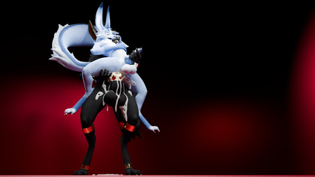anthro balls big_balls big_penis black_body black_fur blue_body blue_fur bodily_fluids cum cum_on_balls cum_on_ground cum_on_leg duo ejaculation fur genital_fluids genitals gold_(metal) hand_on_penis holding_partner male male/male paws penis sex size_difference standing standing_sex wide_eyed baito darius_(baito) kyuulin 16:9 3d_(artwork) 4k absurd_res digital_media_(artwork) hi_res widescreen