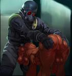 anus armor backsack ball_lick balls belly belt bent_over biceps big_penis bottomless bottomwear bow_experiment_(resident_evil) brain butt butt_grab capcom clothed clothing duo erection exposed_bone exposed_brain exposed_muscle fellatio flesh_creature foreskin fully_clothed genitals gloves hand_on_butt handwear headgear helmet hi_res huge_penis human human_on_humanoid humanoid humanoid_genitalia humanoid_penis hunk_(resident_evil) interspecies justmegabenewell larger_male licker_(resident_evil) licking long_tongue male male/male male_penetrated male_penetrating male_penetrating_male mammal manly mask monster monster_on_male monstrous_humanoid muscular muscular_male not_furry nude open_bottomwear open_clothing open_mouth open_pants oral oral_penetration organs pants penetration penile penis perineum presenting rear_view resident_evil sex simple_background size_difference smaller_male squeezing standing suit t-virus_mutant_(resident_evil) teeth teratophilia thick_penis tongue tongue_out topless topwear umbrella_corporation umbrella_soldier_(resident_evil) undead vein veiny_penis vest zombie