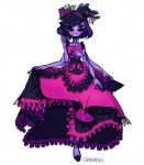 clothing dress fangs female flower hair happy hat headgear headwear plant pose ribbons smile solo teeth charamells_(artist) undertale undertale_(series) muffet animal_humanoid arachnid arachnid_humanoid arthropod arthropod_humanoid humanoid spider spider_humanoid 2018