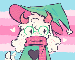 anthro black_heart_symbol clothing eyelashes eyewear female fluffy fluffy_ears fur glasses green_clothing green_eyewear green_glasses green_hat green_headwear hat headgear headwear heart_symbol horn lgbt_pride pink_horn pink_scarf pride_colors scarf solo tail tail_motion tailwag transgender_pride_colors white_body white_fur white_tail wizard_hat captainkisser deltarune undertale_(series) ralsei bovid caprine goat mammal hi_res trans_(lore) trans_woman_(lore)