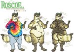 alternative_fashion baseball_cap belly bottomwear clothing color_swatch denim denim_bottomwear denim_clothing hat headgear headwear hippie hoodie jeans male overweight overweight_male pants redneck slightly_chubby solo topwear waddle southernyote roscoe mammal procyonid raccoon digital_media_(artwork) full-length_portrait model_sheet portrait