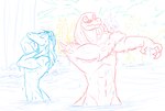 anthro bath bathing blush duo embarrassed hair lake male male/male muscular muscular_male nipples nude pecs water truemagiclies disney star_vs._the_forces_of_evil rasticore_(svtfoe) toffee_(svtfoe) lizard reptile scalie septarian