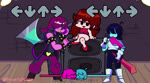 accuracy_judgement anthro armband axe bracelet clothed clothing dancing dialogue electronics female gameplay_mechanics group hair holding_microphone holding_object humor jewelry long_hair male melee_weapon microphone music parody profanity purple_body purple_hair red_hair rhythm_game smile spiked_armband spiked_bracelet spikes style_emulation sword text text_box trio weapon povertyprincev2 deltarune friday_night_funkin' kris_where_are_we undertale_(series) girlfriend_(fnf) kris_(deltarune) susie_(deltarune) dinosaur human mammal prehistoric_species reptile scalie 2021 2d_animation animated english_text meme short_playtime signature sound webm