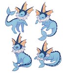 3_toes ambiguous_gender blue_body blue_skin eyes_closed feet feral lying on_front plantigrade purple_eyes simple_background sitting smile snout solo standing tail toes white_background charamells_(artist) nintendo pokemon eeveelution generation_1_pokemon pokemon_(species) vaporeon 2018