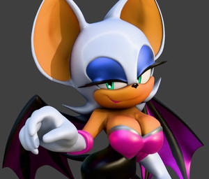 anthro big_breasts blue_eyeshadow bodysuit breasts cleavage clothed clothing eyeshadow female green_eyes hair looking_at_viewer makeup skinsuit smile tight_clothing white_hair wings hunicrio sega sonic_the_hedgehog_(series) rouge_the_bat bat mammal 3d_(artwork) digital_media_(artwork)