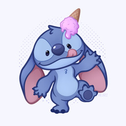 4_fingers 4_toes ambiguous_gender anthro biped blue_body blue_claws blue_fur blue_nose blue_pawpads chest_tuft chibi claws dessert ears_down feet finger_claws fingers food food_on_head front_view fur head_tuft ice_cream ice_cream_cone looking_at_viewer on_one_leg pawpads pink_tongue pivoted_ears silly simple_background smile solo standing text toes tongue tongue_out tuft white_background mr.jazz disney lilo_and_stitch stitch_(lilo_and_stitch) alien experiment_(lilo_and_stitch) 1:1 2025 artist_name digital_drawing_(artwork) digital_media_(artwork)
