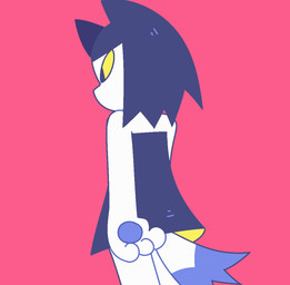 anthro attacking_viewer black_clothing black_dress black_hair claws clothing dress female fur grin hair looking_at_viewer looking_back looking_back_at_viewer narrowed_eyes rear_view retractable_claws scratching sharp_teeth smile solo squint stain tail teeth turning_around white_body white_fur yellow_claws yellow_eyes graskip cc-by-nc creative_commons guncat domestic_cat felid feline felis mammal aliasing animated animated_gif digital_media_(artwork) short_playtime