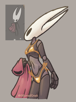 2_horns bikini biped black_body black_exoskeleton black_eyes clothing exoskeleton female fingers gold_bikini horn red_clothing solo standing swimwear text triangle_bikini two-piece_swimsuit white_head aboredsnek_113 hollow_knight:_silksong hollow_knight_(franchise) team_cherry hornet_(hollow_knight) arthropod humanoid 2025 3:4 artist_name english_text hi_res