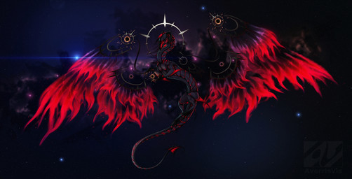 ambiguous_gender claws cosmic_background feral solo spines tail wings averrisvis mythology dragon mythological_creature mythological_scalie scalie 2015 digital_media_(artwork) full-length_portrait hi_res portrait