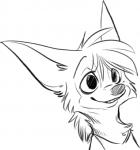 ambiguous_gender big_ears cheek_tuft clothed clothing facial_tuft fluffy grin head_tuft inner_ear_fluff neck_tuft simple_background smile solo teeth tuft white_background briskby disney pack_street zootopia anneke_(weaver) wolter_(weaver) aardwolf hyena mammal black_and_white low_res monochrome sketch