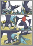 anthro broken_bone broken_nose cruelty duo feet fight foot_fetish inside kick male male/male paws running sadism stepped_on stomped stomping teeth teeth_showing trampling hypocrite_(artist) nintendo pokemon garchomp generation_4_pokemon lucario pokemon_(species) hi_res