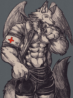 abs accessory anthro arm_tuft athletic athletic_male belly_tuft biceps biped black_bottomwear black_clothing black_shorts body_hair bottomwear bulge chest_tuft claws clothed clothing countershade_fur countershade_torso countershading denim denim_bottomwear denim_clothing dipstick_ears doctor dog_tags ear_markings elbow_tuft fangs fluffy fluffy_body fur hair ink looking_away male male_anthro markings medic multicolored_ears muscle_tone muscular muscular_anthro muscular_arms muscular_male navel neck_tuft one_eye_obstructed open_bottomwear open_clothing open_pants pants pecs pose shorts shoulder_tuft simple_background solo spiky_hair teeth topless topwear triceps tuft wings jwbash game_freak nintendo pokemon canid canine canis generation_7_pokemon lycanroc mammal pokemon_(species) shiny_pokemon wolf absurd_res digital_media_(artwork) graphite_(artwork) hatching_(art) hi_res pinup portrait shaded sketch traditional_media_(artwork)