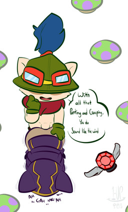 anal anal_penetration anthro dialogue dominant duo erection genitals male male/male male_penetrated male_penetrating male_penetrating_male open_mouth penetration penile penile_penetration penis penis_in_ass sex simple_background text thefablednekos league_of_legends riot_games tencent kennen_(lol) teemo_(lol) yordle 2017 dated digital_media_(artwork) english_text hi_res