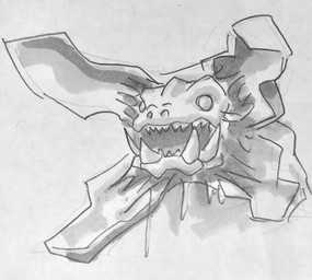 ambiguous_gender armor bodily_fluids body_horror bone drooling exoskeleton exposed_bone feral flesh mane no_pupils radiation rotting_flesh saliva scales simple_background skull skull_head slime solo withered beni_beni136 ultraman_(series) gabora kaiju reptile scalie hi_res monochrome